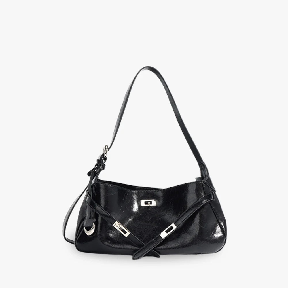 Sac à main coussin en cuir véritable à fermoir tournant