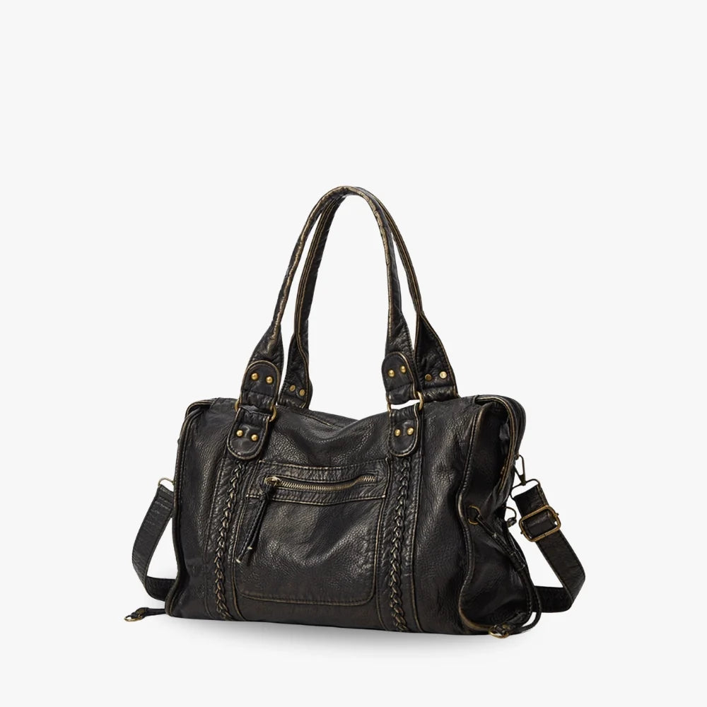 Sac bandoulière en simili cuir grainé à bords bronze