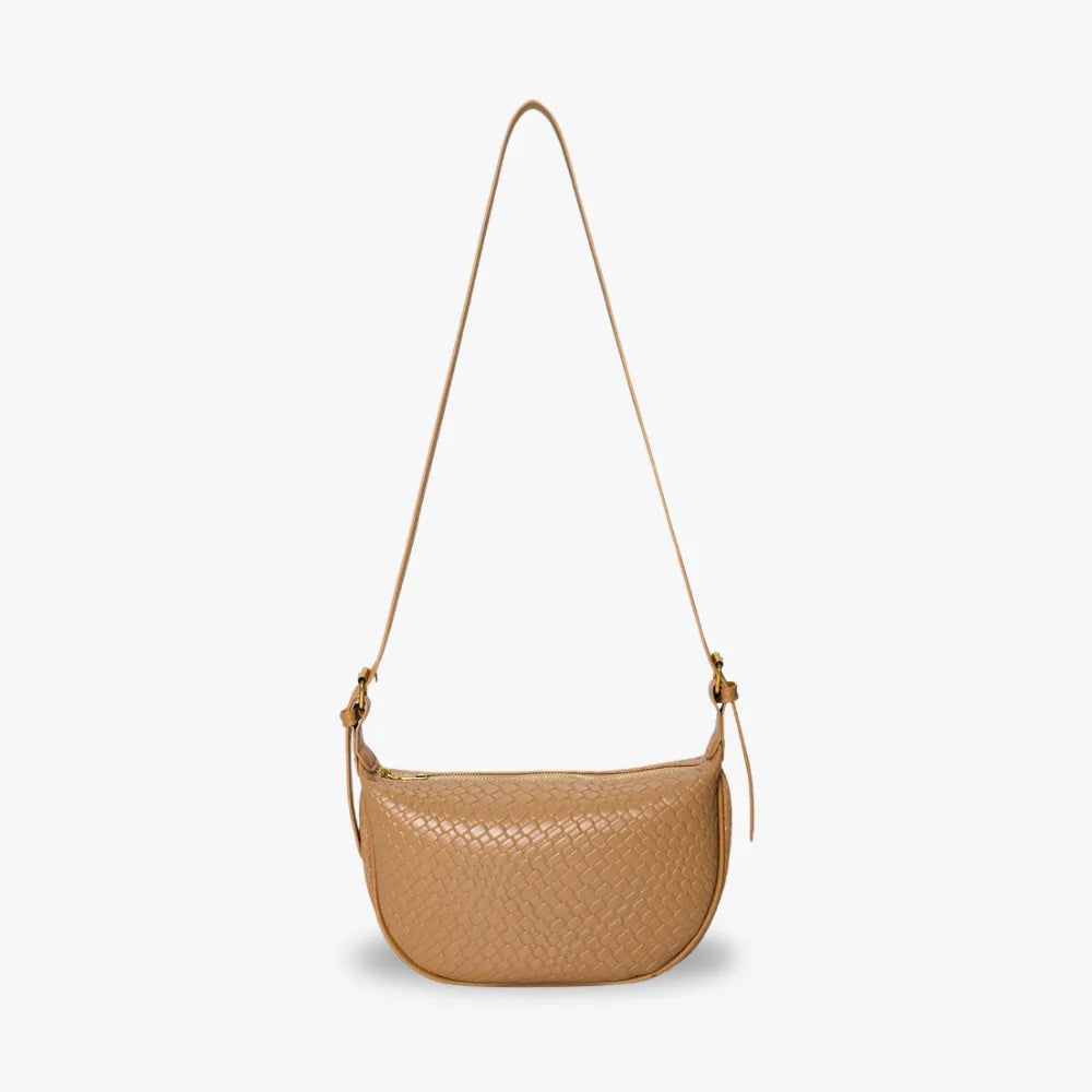Sac croissant en simili cuir à détail tressé