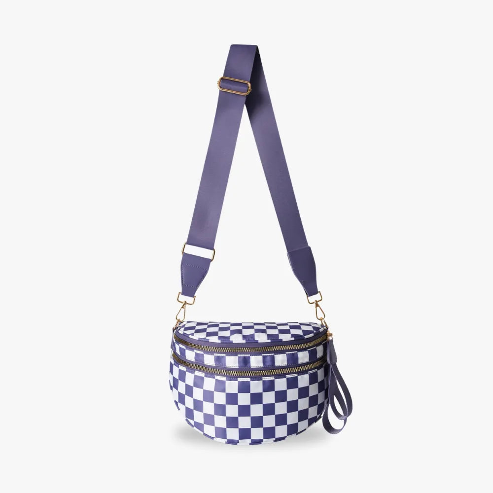 Sac bandoulière à damier en nylon déperlant