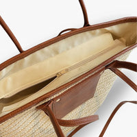Sac cabas tressé en paille à double anse
