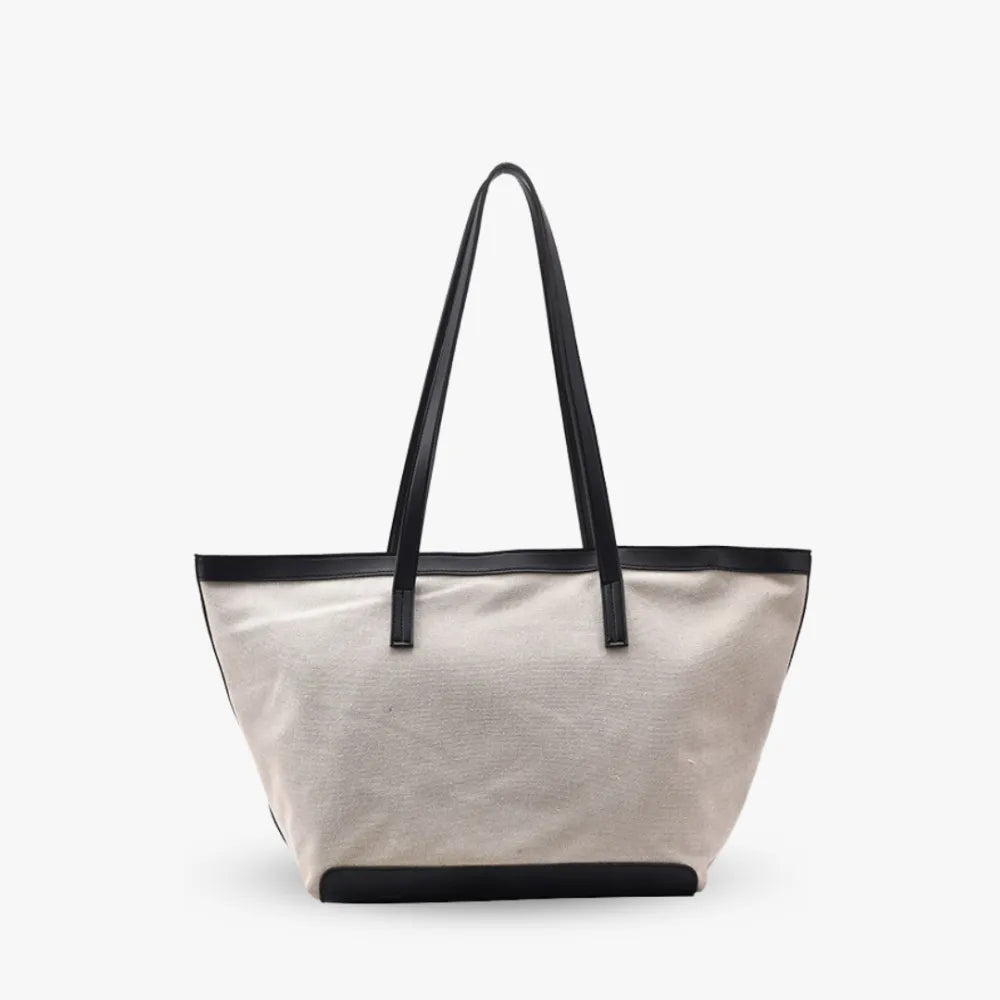 Grand sac cabas en toile bicolore zippé