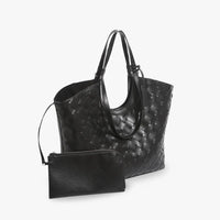 Sac cabas tressé en simili cuir avec pochette