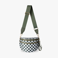 Sac bandoulière à damier en nylon déperlant
