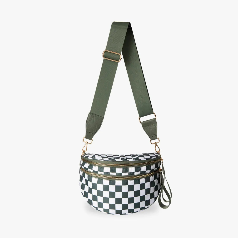 Sac bandoulière à damier en nylon déperlant