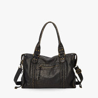 Sac bandoulière en simili cuir grainé à bords bronze