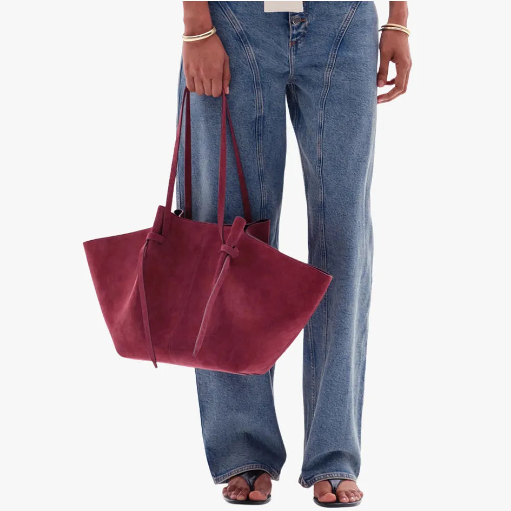 Grand sac cabas en suédine pour ordinateur