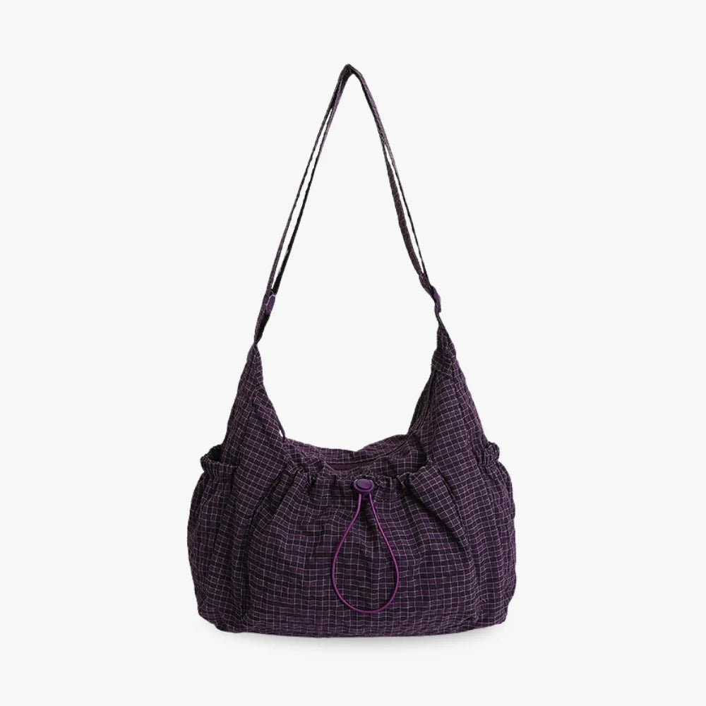 Sac bandoulière à carreaux en nylon
