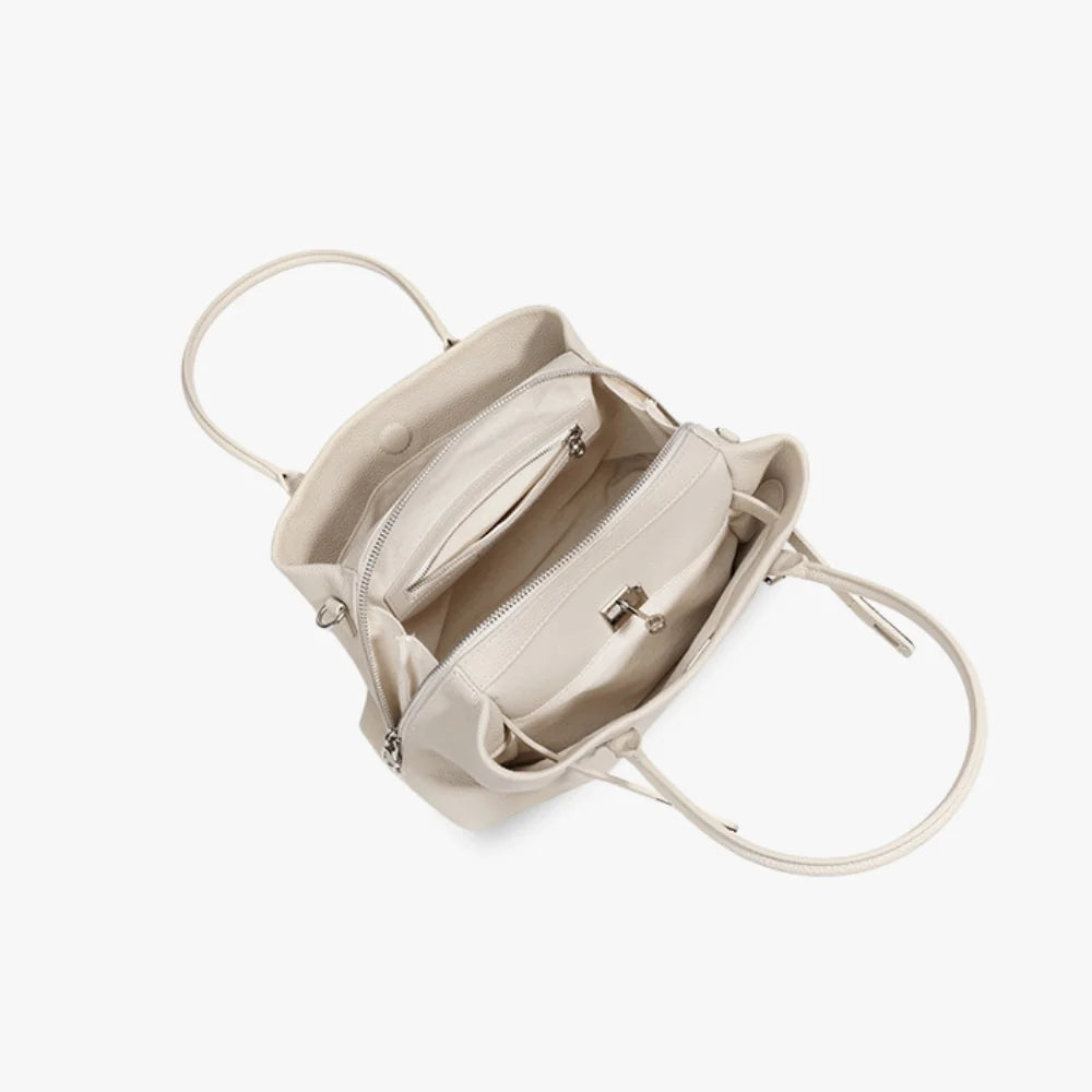 Sac à main en cuir véritable grainé à bandoulière