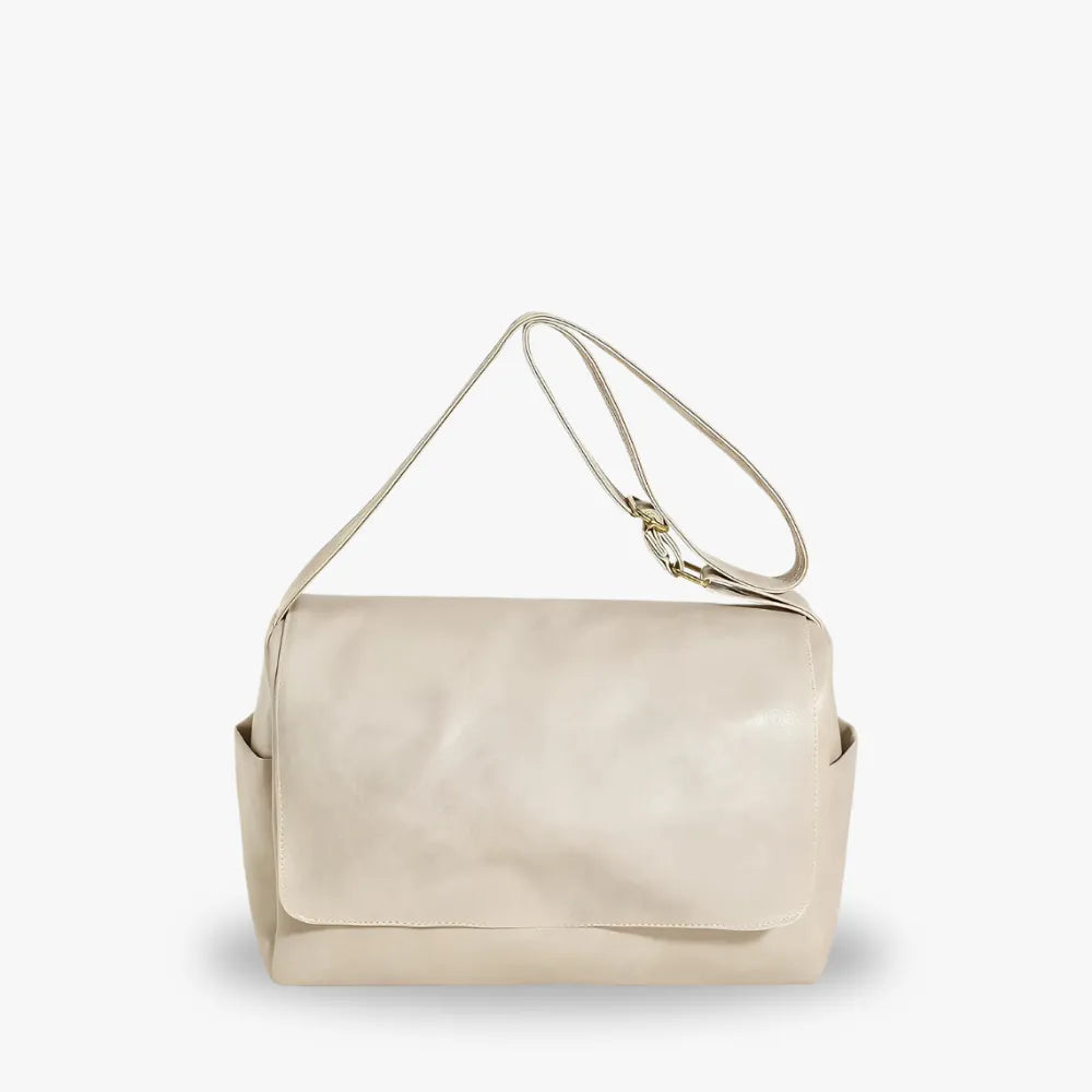 Sac cabas en simili cuir à rabat et bandoulière