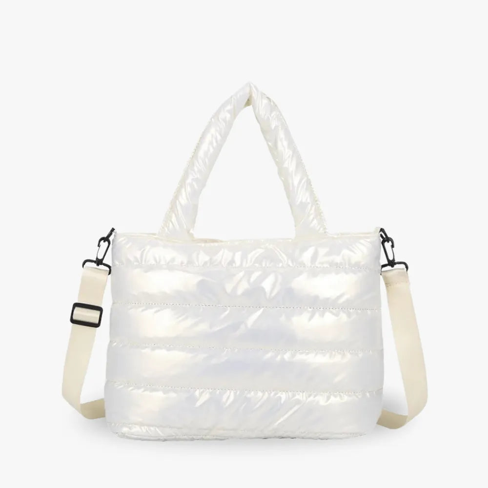 Sac cabas zippé en nylon à bandoulière amovible