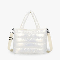 Sac cabas zippé en nylon à bandoulière amovible