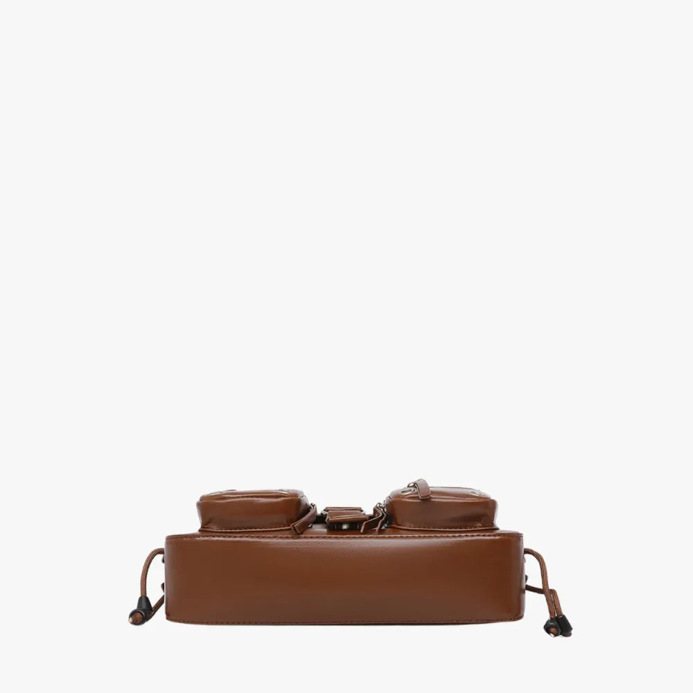 Petit sac bandoulière à rabat et poches zippées