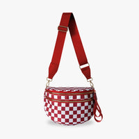 Sac bandoulière à damier en nylon déperlant