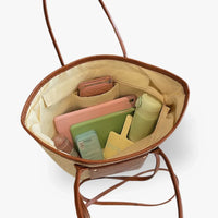 Sac cabas tressé en paille à double anse