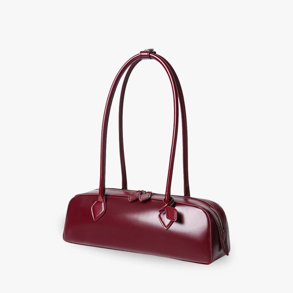 Sac à main allongé en cuir véritable brillant