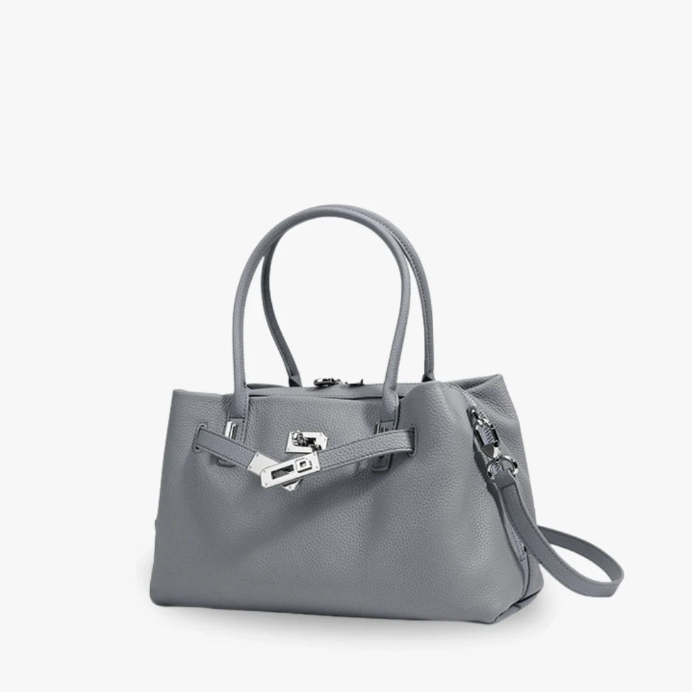 Sac à main en cuir véritable grainé à bandoulière