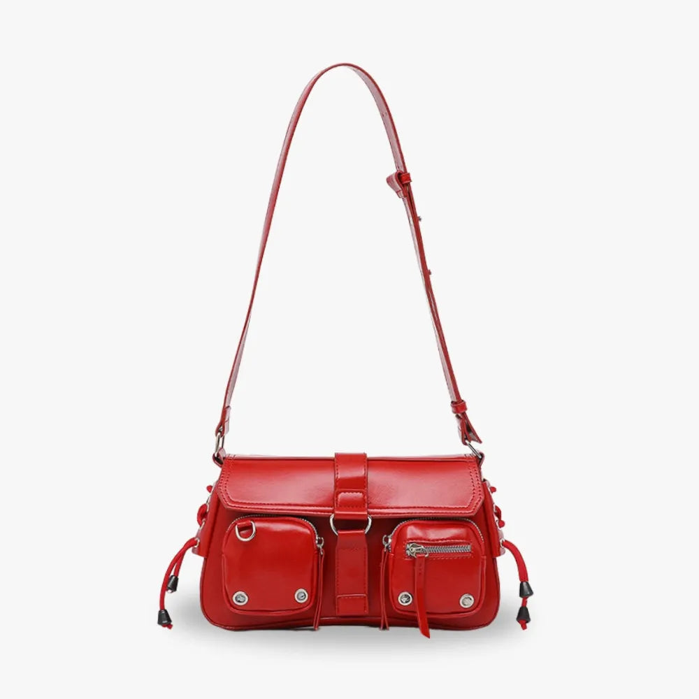Petit sac bandoulière à rabat et poches zippées