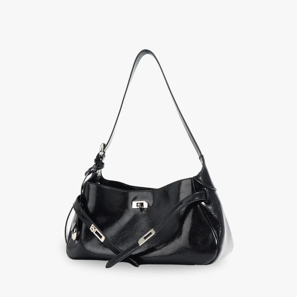 Sac à main coussin en cuir véritable à fermoir tournant