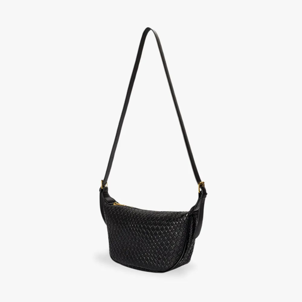 Sac croissant en simili cuir à détail tressé