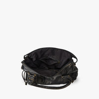 Sac bandoulière en simili cuir grainé à bords bronze