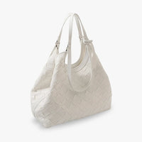 Sac cabas tressé en simili cuir avec pochette