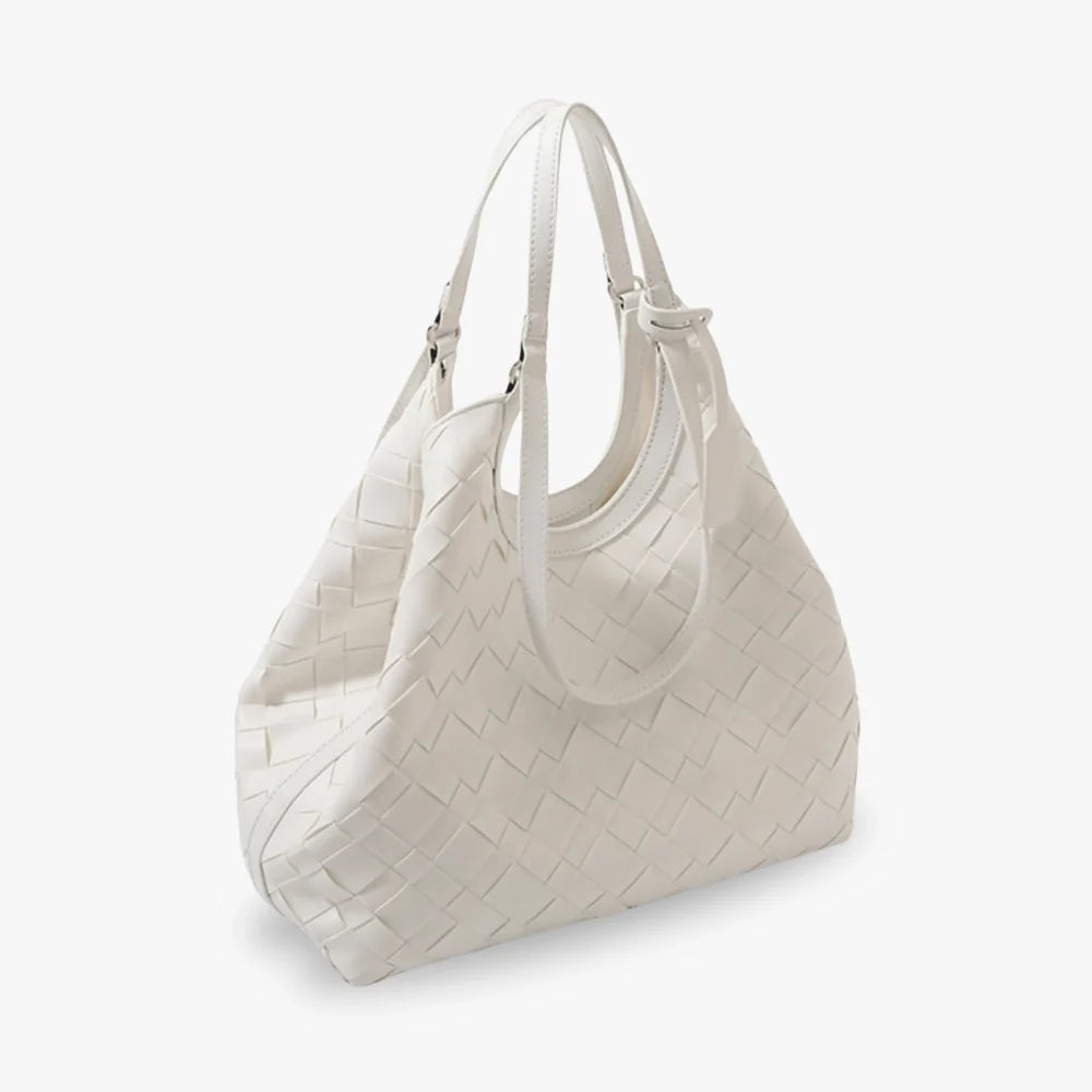 Sac cabas tressé en simili cuir avec pochette