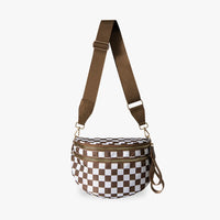 Sac bandoulière à damier en nylon déperlant