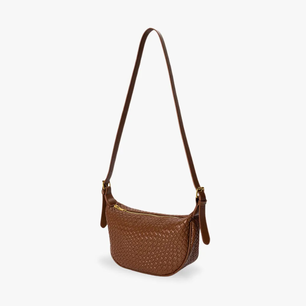 Sac croissant en simili cuir à détail tressé