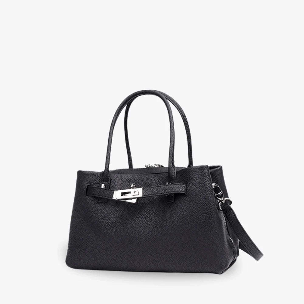 Sac à main en cuir véritable grainé à bandoulière