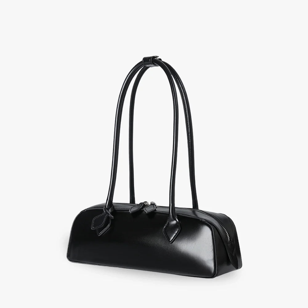 Sac à main allongé en cuir véritable brillant