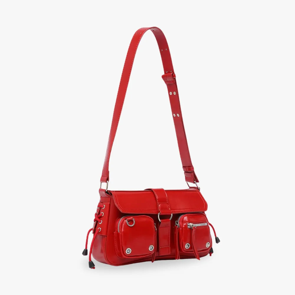 Petit sac bandoulière à rabat et poches zippées