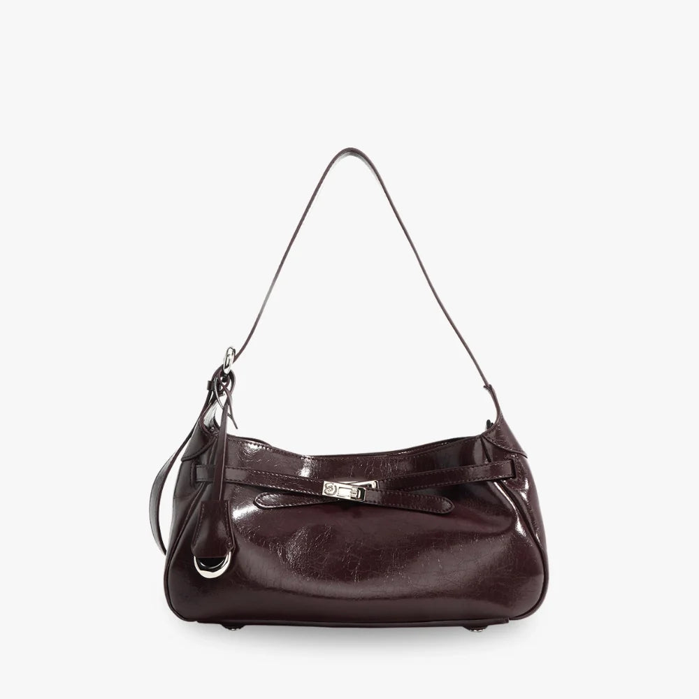 Sac à main coussin en cuir véritable à fermoir tournant