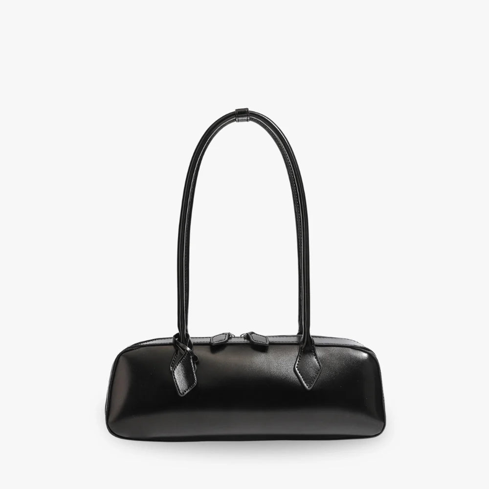 Sac à main allongé en cuir véritable brillant