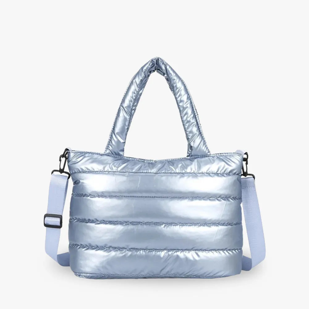 Sac cabas zippé en nylon à bandoulière amovible