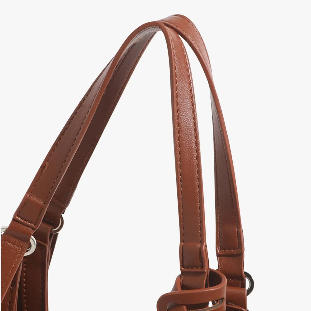 Sac cabas tressé en simili cuir avec pochette