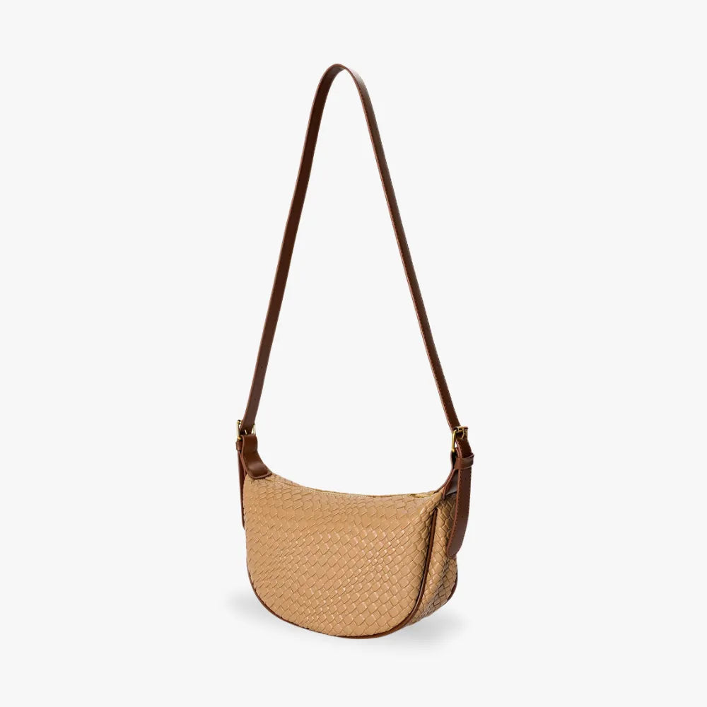 Sac croissant en simili cuir à détail tressé