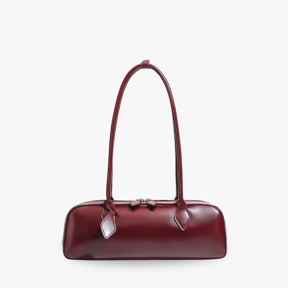 Sac à main allongé en cuir véritable brillant