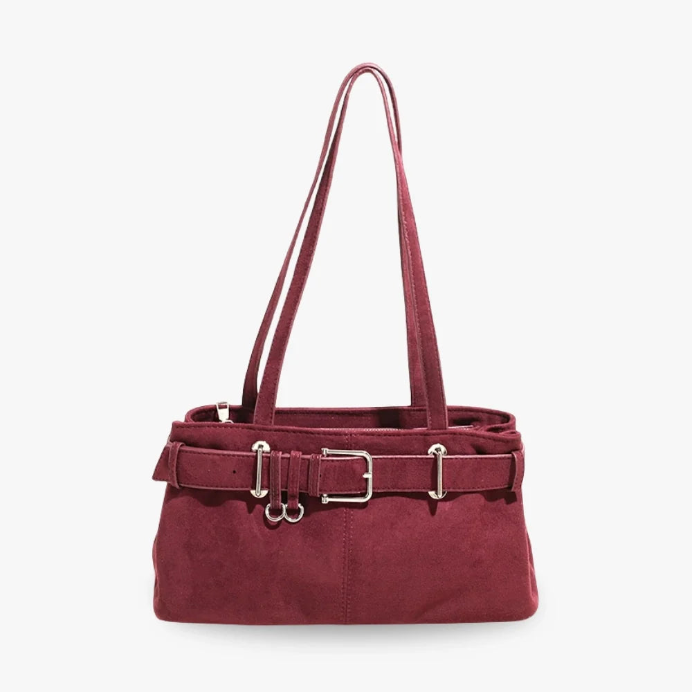Sac à main en suédine à ceinture décorative