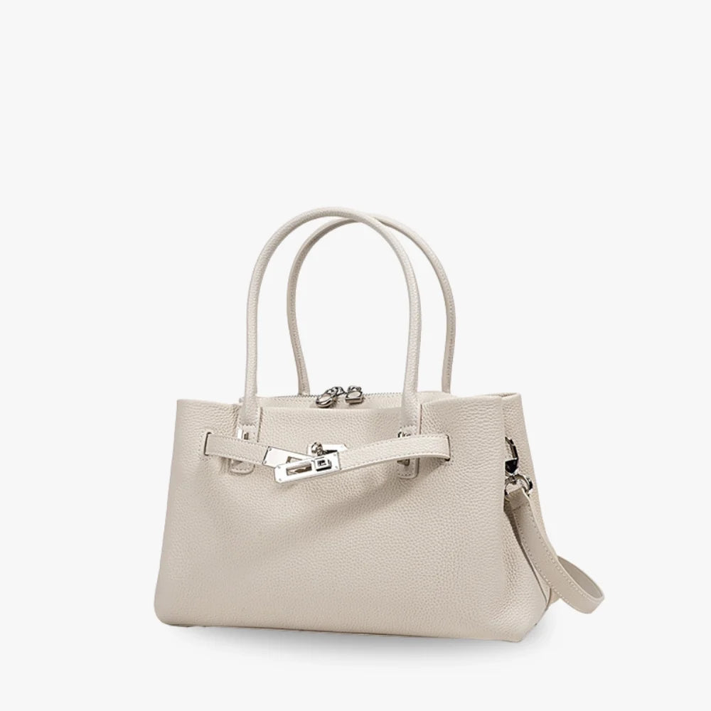Sac à main en cuir véritable grainé à bandoulière