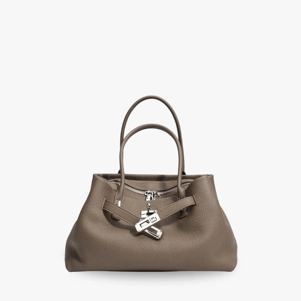 Sac à main en cuir véritable grainé à bandoulière