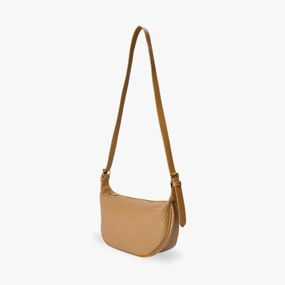 Sac croissant en simili cuir à détail tressé