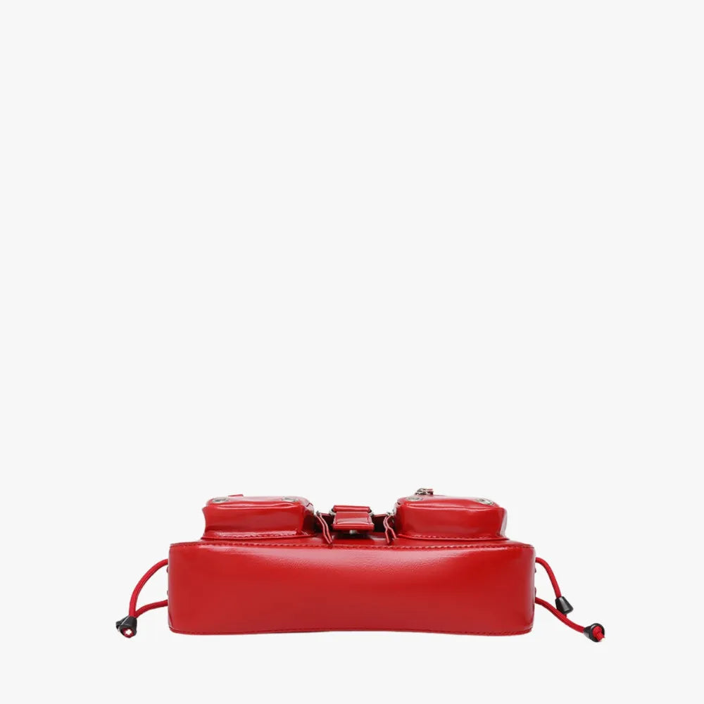 Petit sac bandoulière à rabat et poches zippées