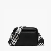 Petit sac bandoulière en simili cuir à sangle brodée