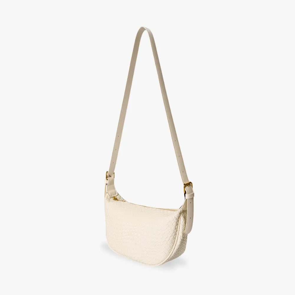 Sac croissant en simili cuir à détail tressé