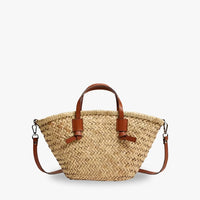 Petit sac cabas en paille à bandoulière amovible