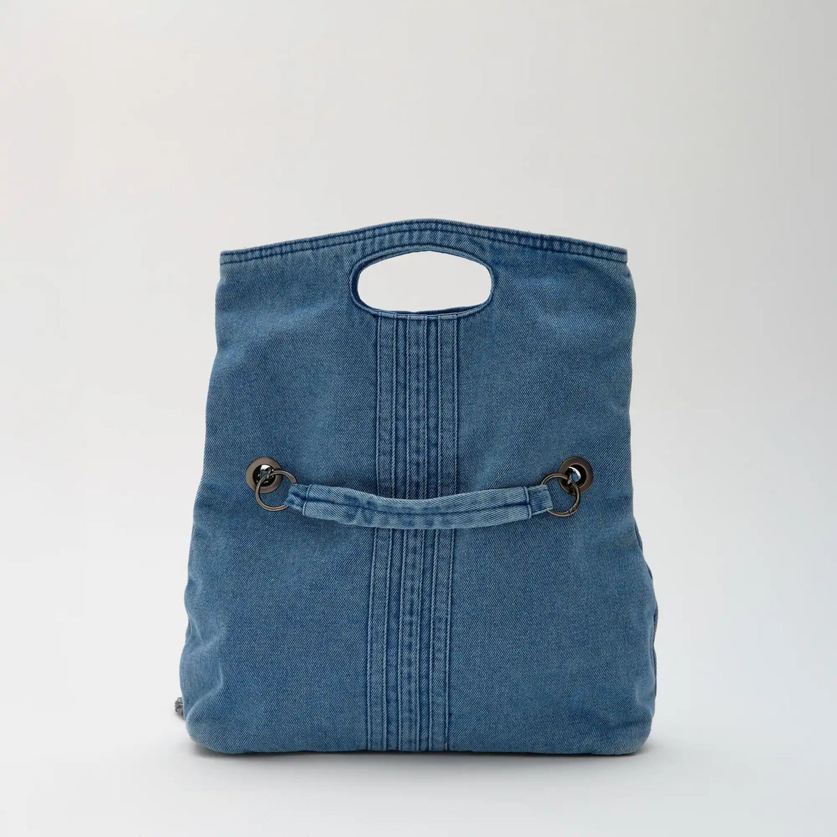 Grand sac à main en jean recyclé à anses chaîne