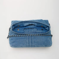 Grand sac à main en jean recyclé à anses chaîne