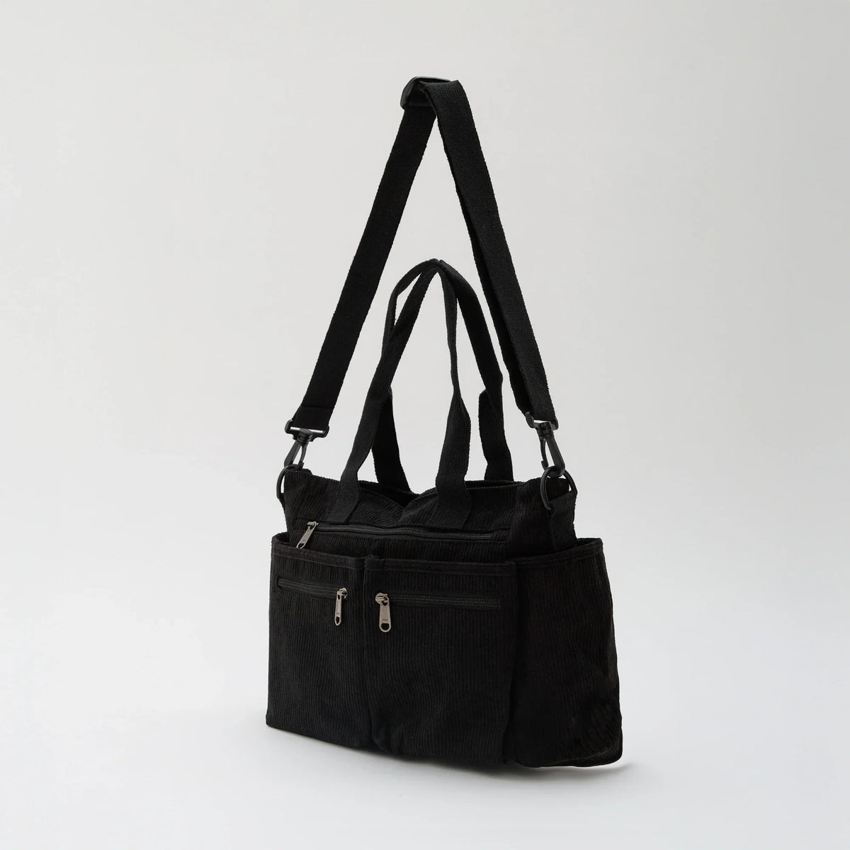 Sac bandoulière en velours côtelé à poches zippées
