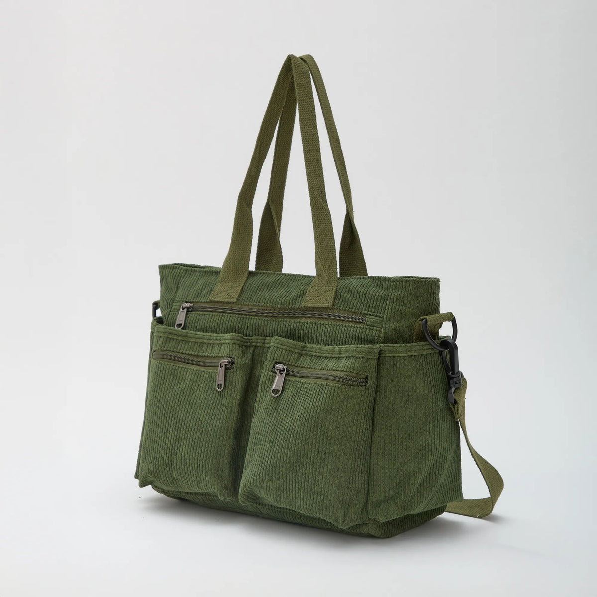 Sac bandoulière en velours côtelé à poches zippées